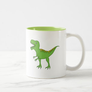 Caneca De Café Em Dois Tons Dinossauro verde+Personalize o nome