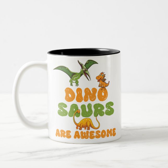 Caneca De Café Em Dois Tons Dinossauros (Esquerda)