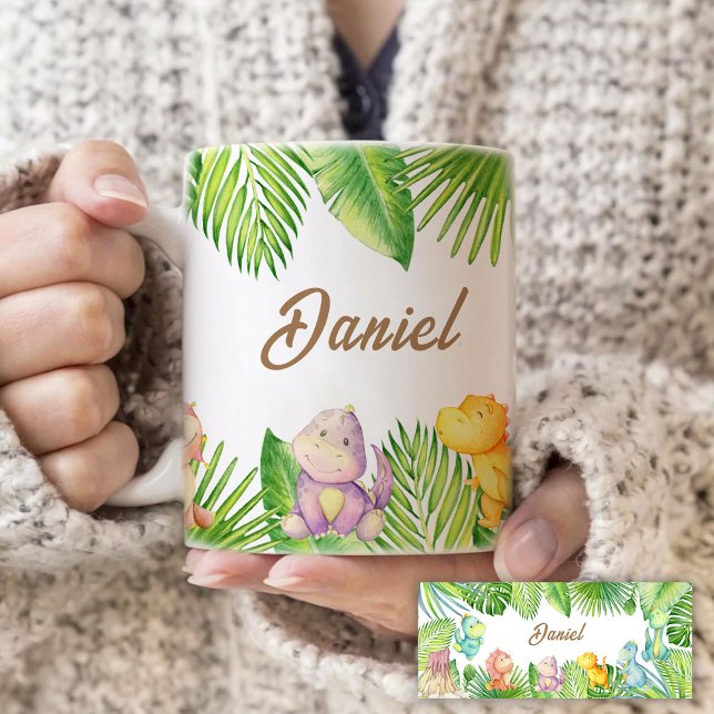 Caneca De Café Em Dois Tons Dinossauros Baby (Criador carregado)