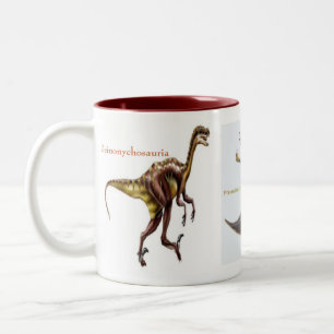 Caneca De Café Em Dois Tons Dinossauros em uma caneca