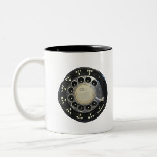 Caneca De Café Em Dois Tons Discagem por Telefone Rotativo Antigo