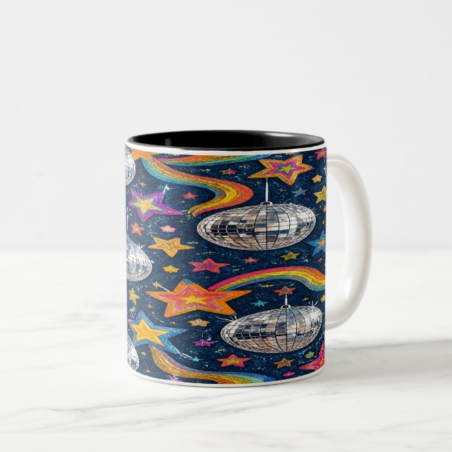 Caneca De Café Em Dois Tons Disco Ball Stars Mug (Frente Esquerda)