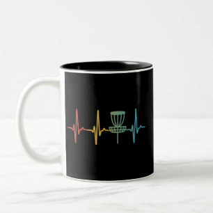 Caneca De Café Em Dois Tons Disco de Golfe Vintage Presente Retro Coração Disc