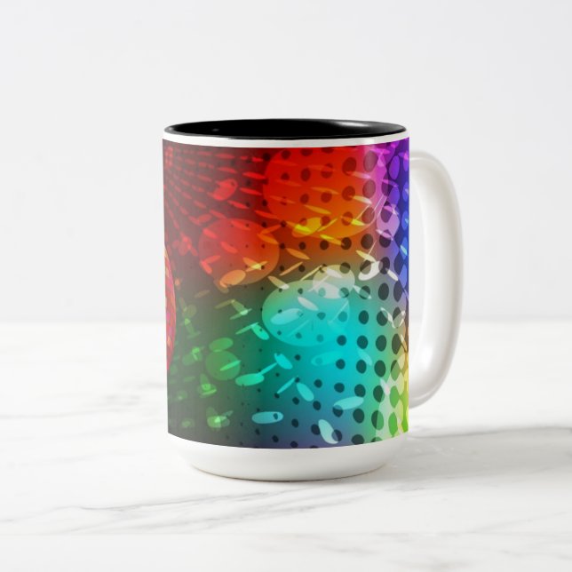 Caneca De Café Em Dois Tons Disco Night Retro 70's Disco Ball Mug (Frente Esquerda)