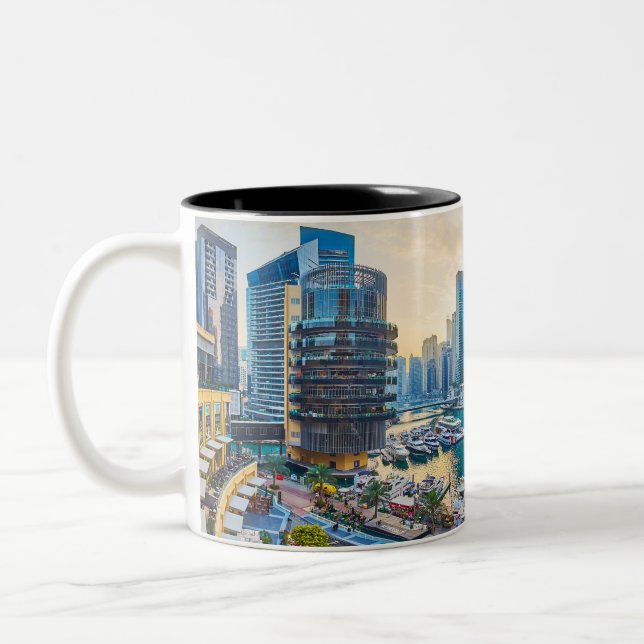 Caneca De Café Em Dois Tons Discos modernos de Dubai Corniche (Esquerda)