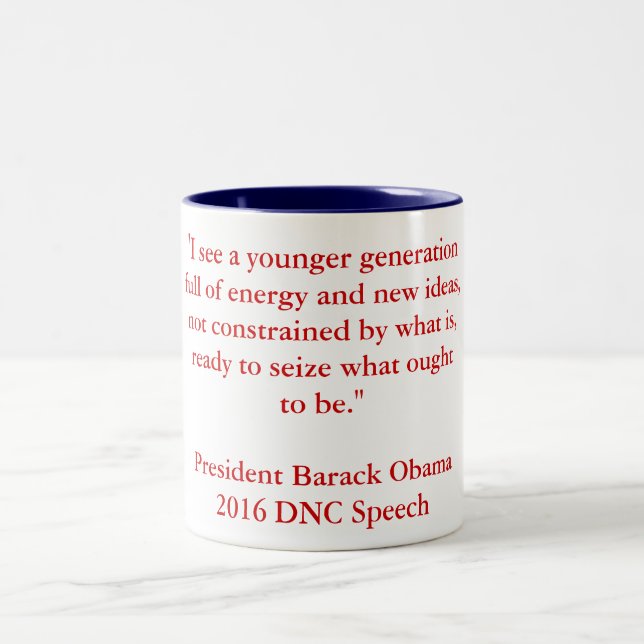 Caneca De Café Em Dois Tons Discurso DNC Barack Obama 2016 (Centro)