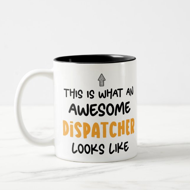 Caneca De Café Em Dois Tons Dispatcher Engraçado Personalizado (Esquerda)