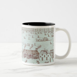 Caneca De Café Em Dois Tons Distribuição do pão no quiosque de Tuileries