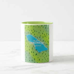 Caneca De Café Em Dois Tons Distrito do lago Loweswater, lago, mapa do viagem