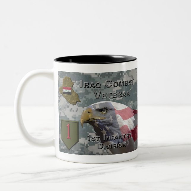 Caneca De Café Em Dois Tons Div. Iraque Combat Veterano (Esquerda)