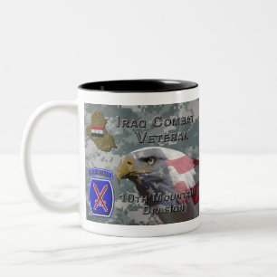 Caneca De Café Em Dois Tons Div. Iraque Combat Veterano