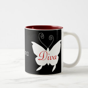 Caneca De Café Em Dois Tons Diva Butterfly Mug