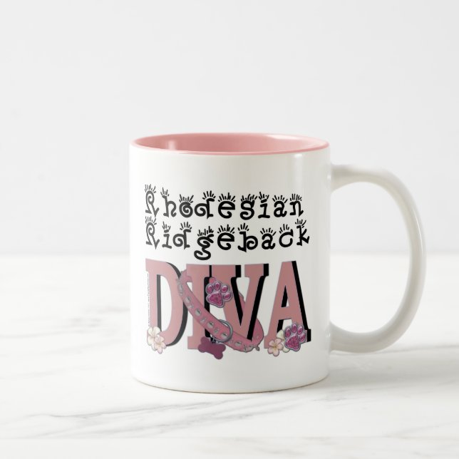 Caneca De Café Em Dois Tons DIVA de Rhodesian Ridgeback (Direita)