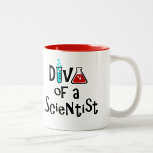 Caneca De Café Em Dois Tons "DIVA de um Cientista/Está Vivo!"