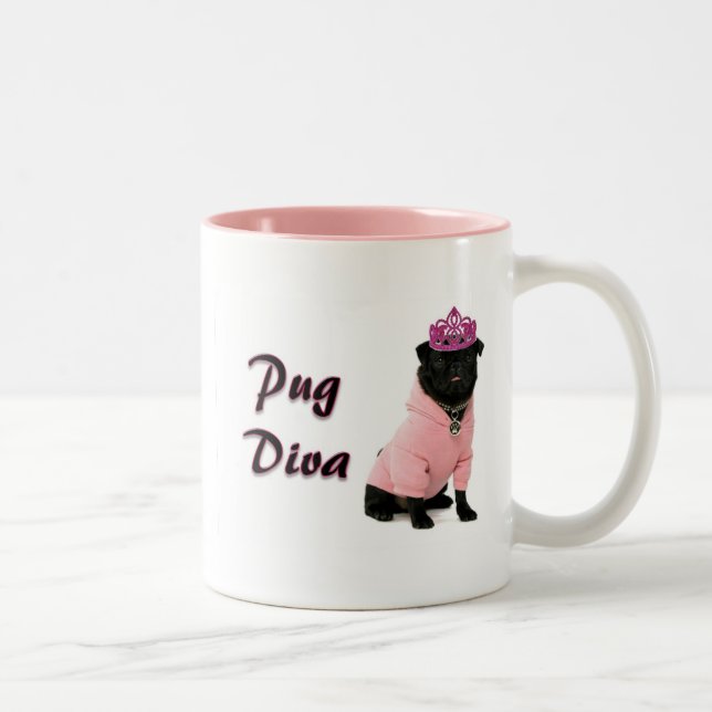 Caneca De Café Em Dois Tons Diva do Pug (Direita)