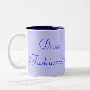 Caneca De Café Em Dois Tons Diva Fashionista Em Azul I