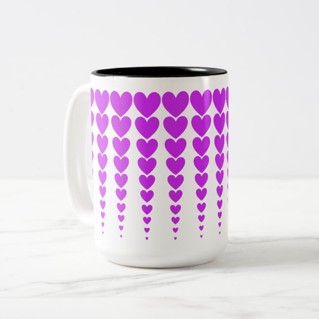 Caneca De Café Em Dois Tons Diversão, Brilho e Elegante Neon Purple Heart Tine (Frente Esquerda)
