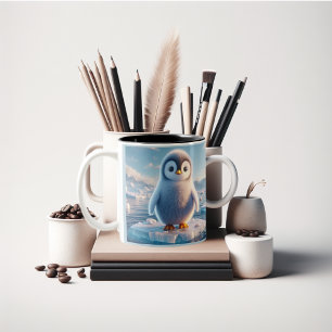 Caneca De Café Em Dois Tons diversão com o Pinguim