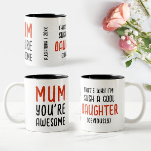 Caneca De Café Em Dois Tons Diversão Dia das Mães Filha Tipografia Negrito Inc