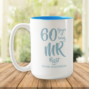 Caneca De Café Em Dois Tons Diversão do Sr. Certo 60º Aniversário de Bodas de 