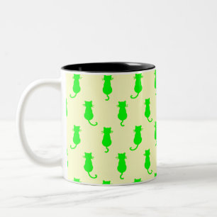 Caneca De Café Em Dois Tons Diversão Felina Para Sempre Gatos Verdes Caprichos