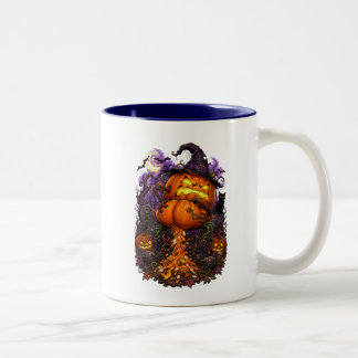 Caneca De Café Em Dois Tons Diversão no Dia das Bruxas da Abóbora Pescando e F