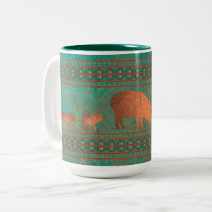 Caneca De Café Em Dois Tons Diversão Sudoeste Javelina Família Cobre Turquesa
