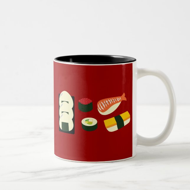 Caneca De Café Em Dois Tons Diversão Sushi (Direita)
