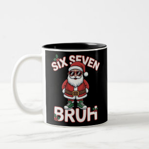 Caneca De Café Em Dois Tons Divertido 67 Seis Sete Natal Bruh Papai Noel