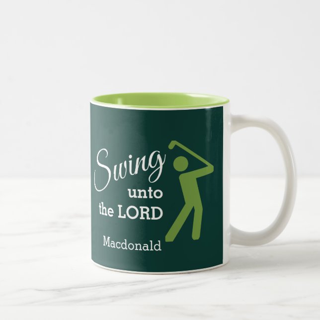 Caneca De Café Em Dois Tons DIVERTIDO ANDAR AO SENHOR Personalizado Golfe Verd (Direita)