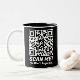 Caneca De Café Em Dois Tons Divertido QR Scan Me! Piada Divertida de Arrependi