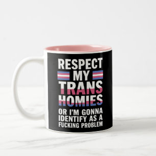 Caneca De Café Em Dois Tons Divertido Respeite Meus Amigos Trans Orgulho Gay L