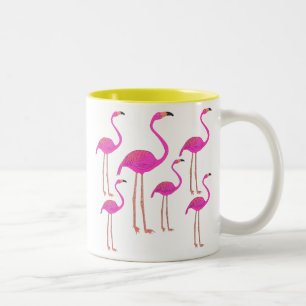 Caneca De Café Em Dois Tons Divertimento e flamingos Funky