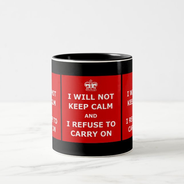 Caneca De Café Em Dois Tons Divertir-se mantem a calma (Centro)