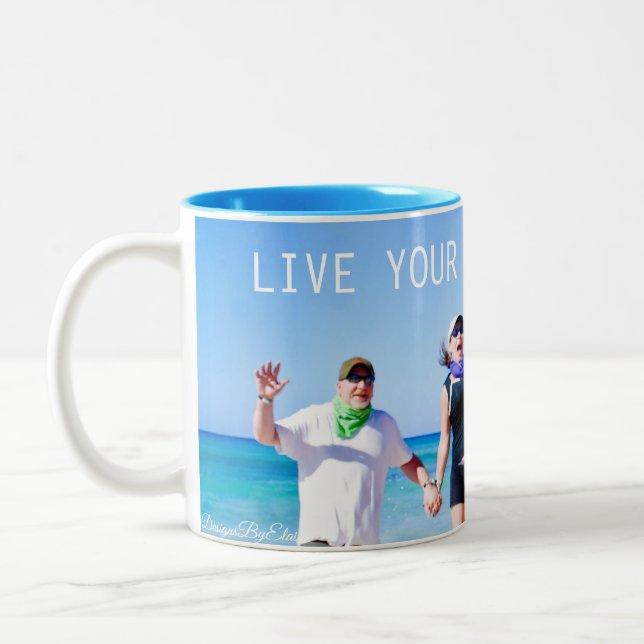 Caneca De Café Em Dois Tons Divirta-se "viva sua melhor vida" (Esquerda)