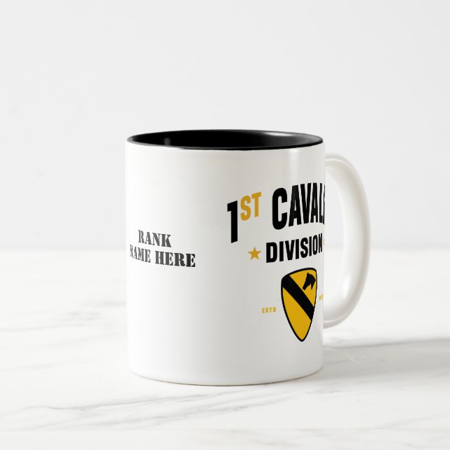 Caneca De Café Em Dois Tons Divisão de Cavalaria de 1rua "Primeira Equipe dos  (Frente Esquerda)