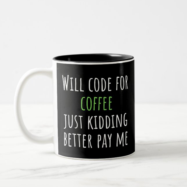 Caneca De Café Em Dois Tons Dizendo Programadores e Desenvolvedores de Codific (Esquerda)