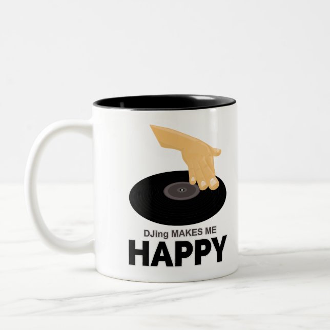 Caneca De Café Em Dois Tons DJing me faz feliz (Esquerda)