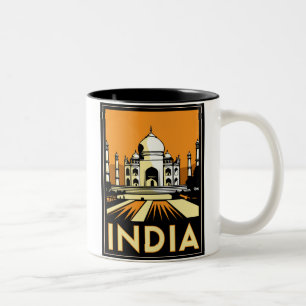 Caneca De Café Em Dois Tons do art deco mahal de india do taj vintage retro do