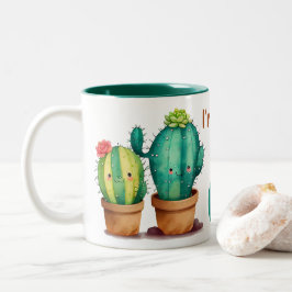 Caneca De Café Em Dois Tons Do cact-i ao gato-us, Botão Namorados bonito