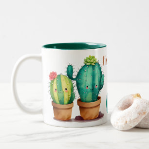 Caneca De Café Em Dois Tons Do cact-i ao gato-us, Botão Namorados bonito