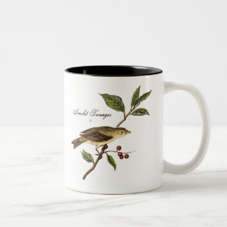 Caneca De Café Em Dois Tons Do vintage do Tanager dos 1800s do pássaro