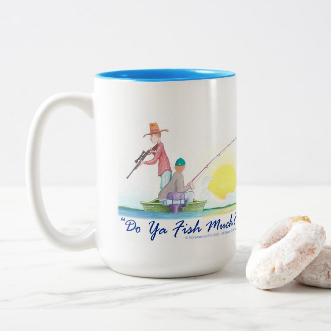 Caneca De Café Em Dois Tons Do Ya Fish Much?  (Com Donut)