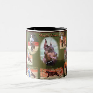 Caneca De Café Em Dois Tons Doberman de trabalho de Charlie Brown