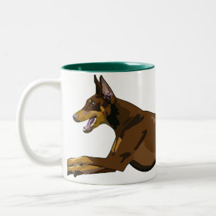 Caneca De Café Em Dois Tons Doberman Running, vermelho