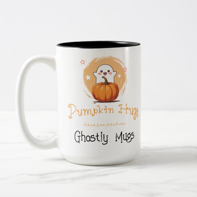 Caneca De Café Em Dois Tons Doce Abóbora Fantasma Café de Outono Assustadorame (Esquerda)