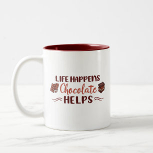 Caneca De Café Em Dois Tons Doce alívio A vida acontece o chocolate ajuda choc