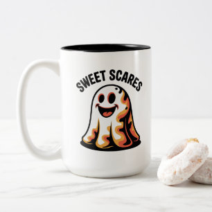 Caneca De Café Em Dois Tons Doce Assusta Engraçada Maçã Fantasma