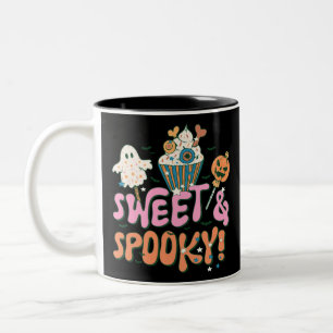Caneca De Café Em Dois Tons Doce e Assustadoramente Divertido Halloween