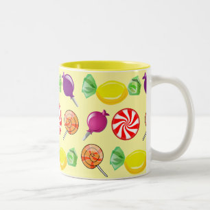 Caneca De Café Em Dois Tons Doce Mistura Amargo - Padrão Amarelo